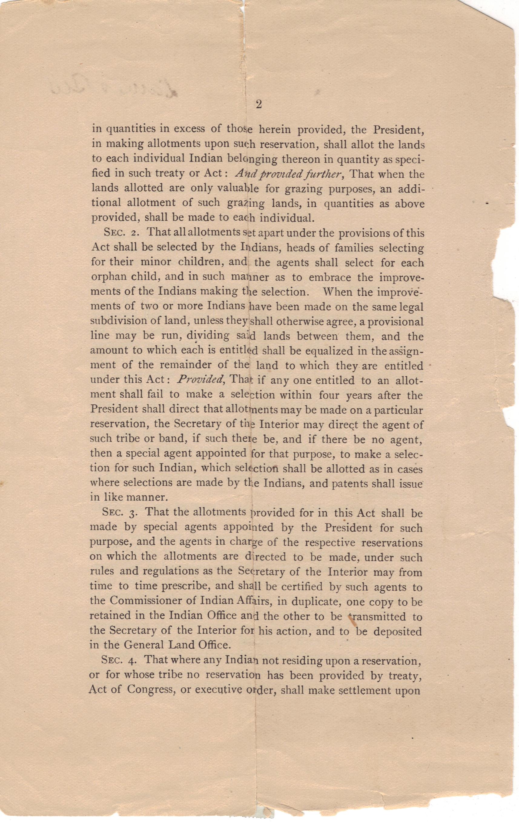 1887 Congressional Acts: 'Fee simple' land allocation (4)